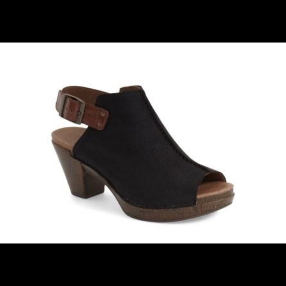 Dansko 'REGGIE' SLINGBACK - BLACK MILLED NUBUCK 37